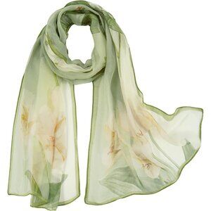 Women's Floral Chiffon Scarf 63x19 inches Lightweight Multiuse Accessory